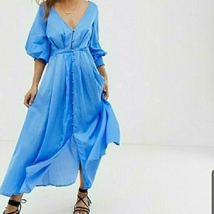 Free People Later Days Button Down Midi Dress